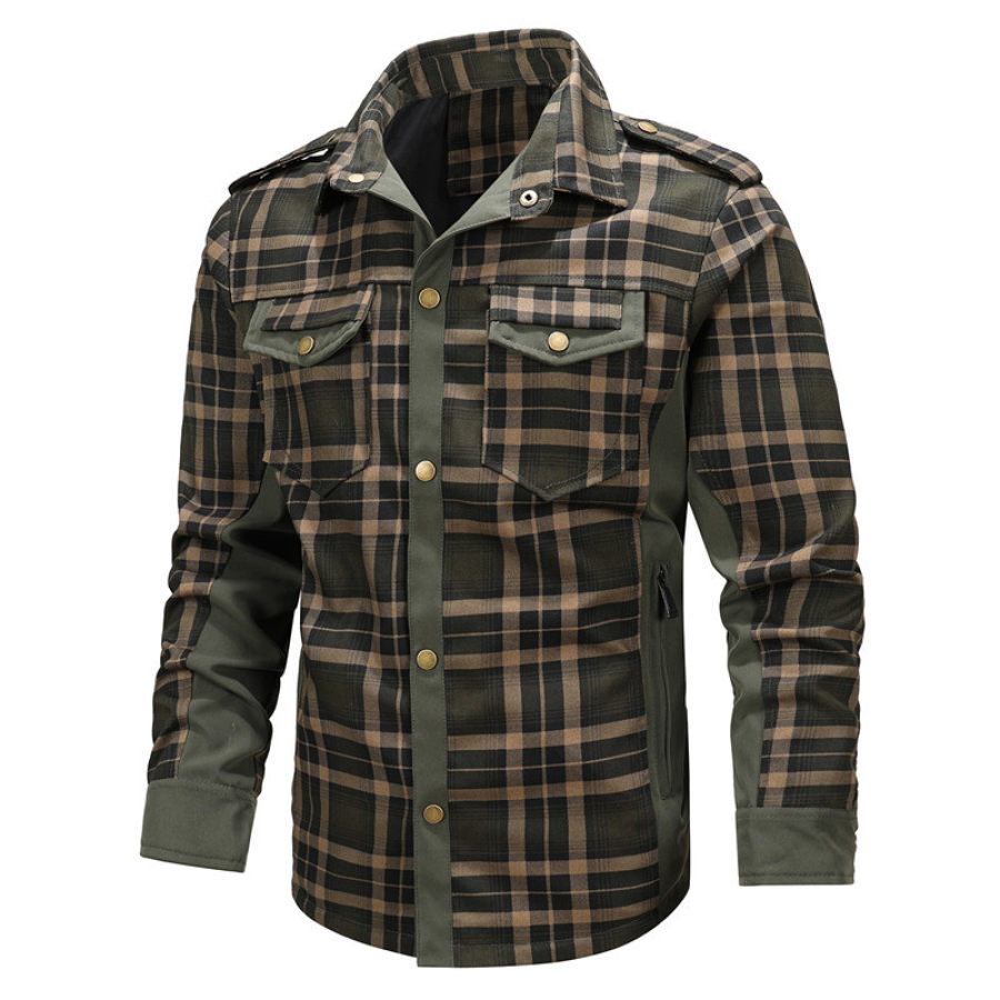 

Men's Retro Casual Long Sleeve Plaid Jacket