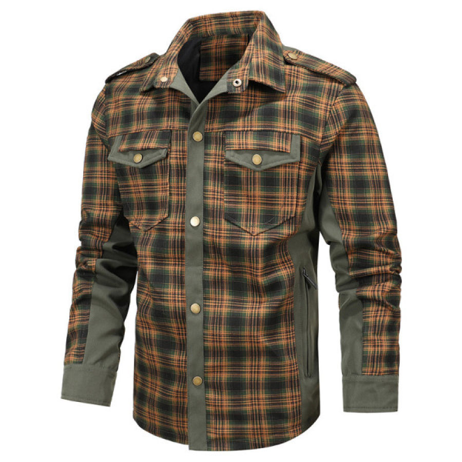 

Men's Retro Casual Long Sleeve Plaid Jacket