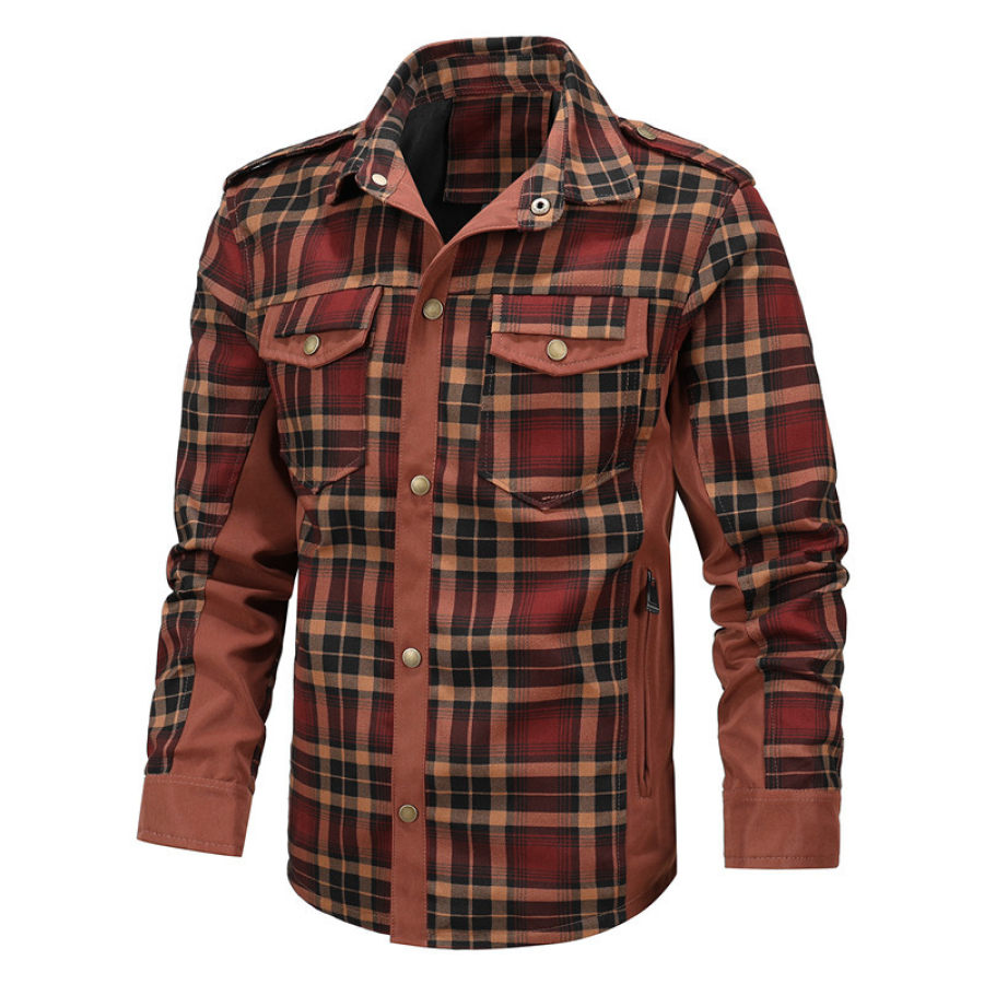 

Men's Retro Casual Long Sleeve Plaid Jacket
