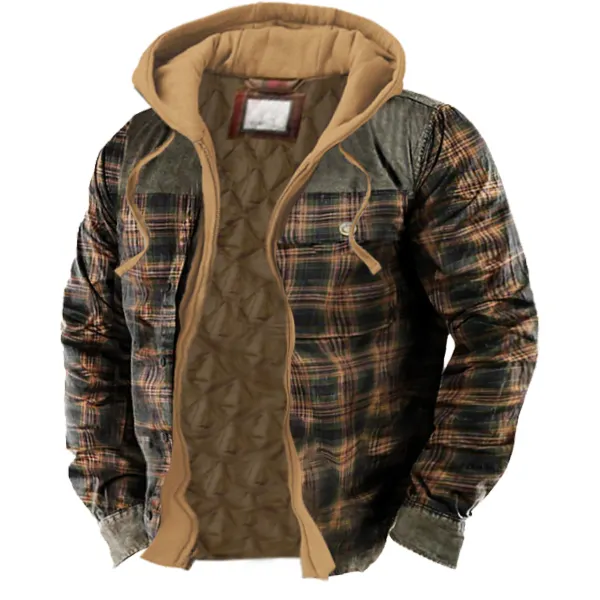 Men's Contrast Cowboy Christmas Hooded Jacket - Yiyistories.com 