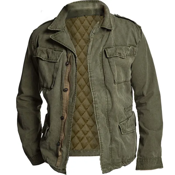 Men's Vintage Distressed Long Sleeve Jacket - Mosaicnew.com 