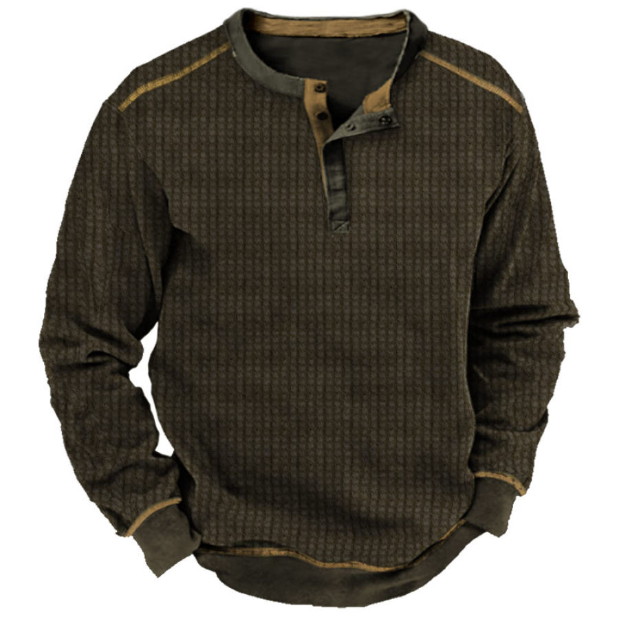 

Men's Vintage Waffle Knit Pullover Sweatshirt