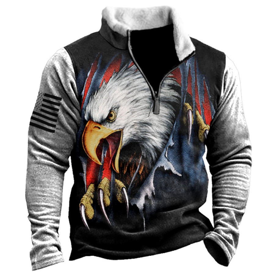

Men's Vintage American Eagle Print Zip Up Sweatshirt