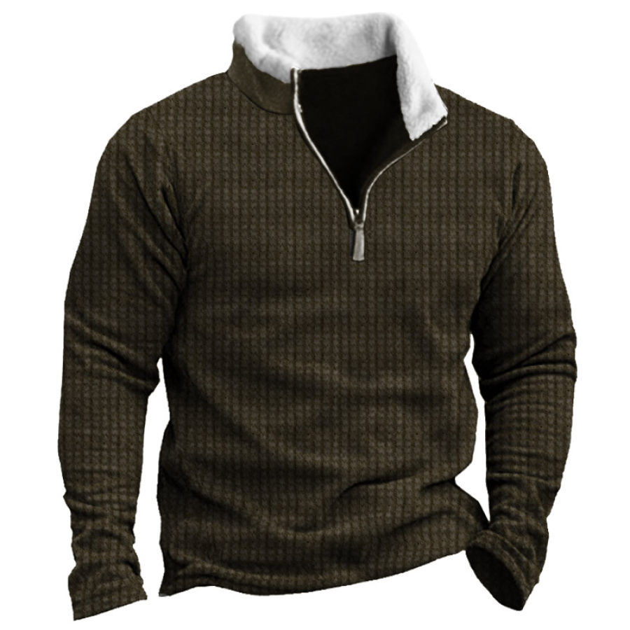 

Men's Vintage Waffle Knit Zippered Training Sweatshirt