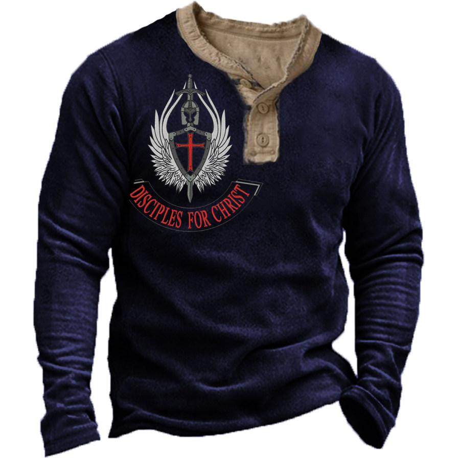 

Men's Vintage Distressed Cross Long Sleeve Sweatshirt