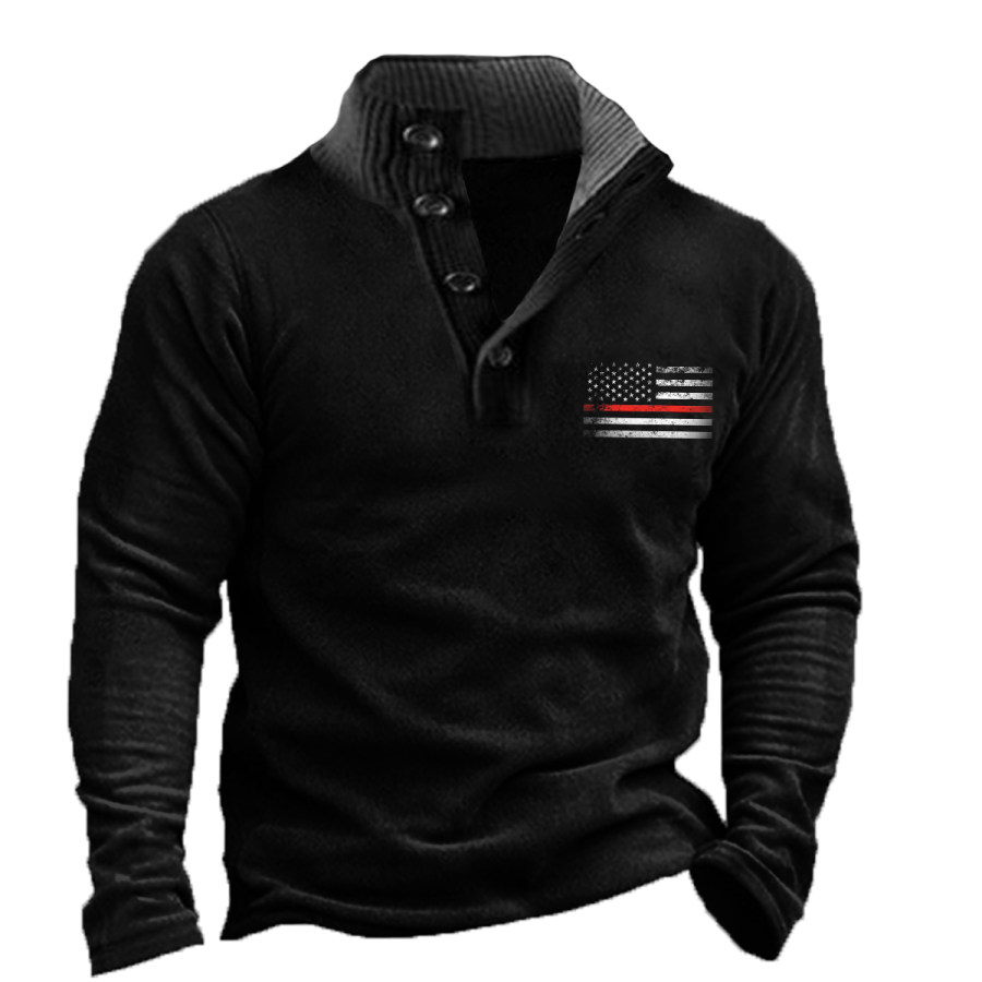 

Men's Vintage Distressed American Flag Long Sleeve Sweatshirt