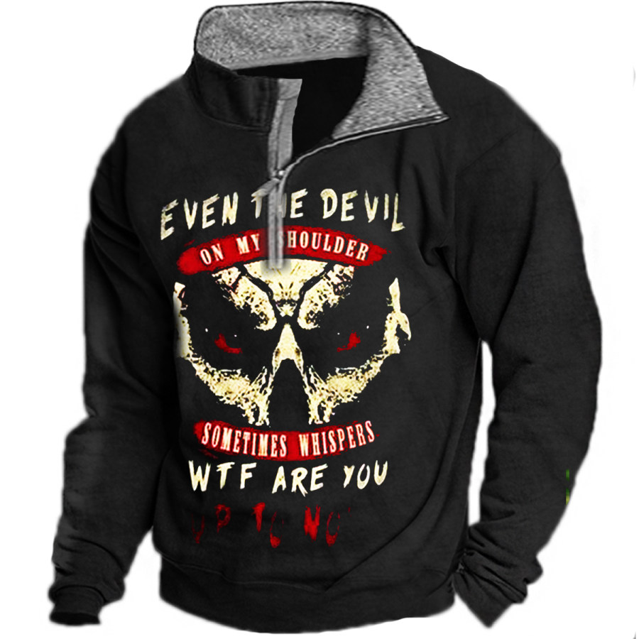 

Men's Vintage Distressed Skull Long Sleeve Sweatshirt