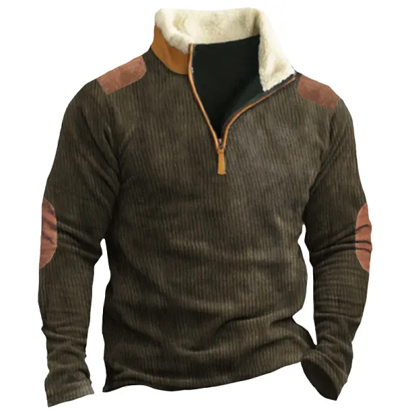 Men's Training Colorblock Lapel Sweatshirt - Cotosen.com