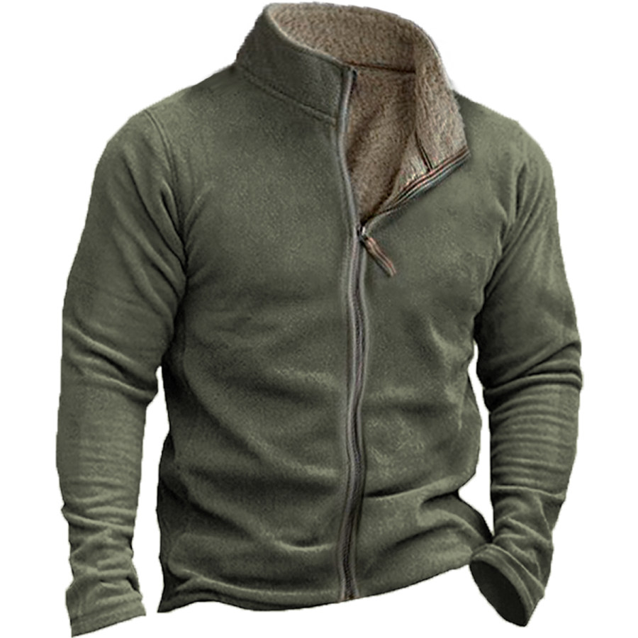 

Men's Retro Casual Stand Collar Zipper Long Sleeve Sweatshirt