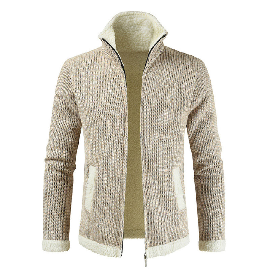 

Men's Retro Casual Stand Collar Long Sleeve Cardigan Sweater
