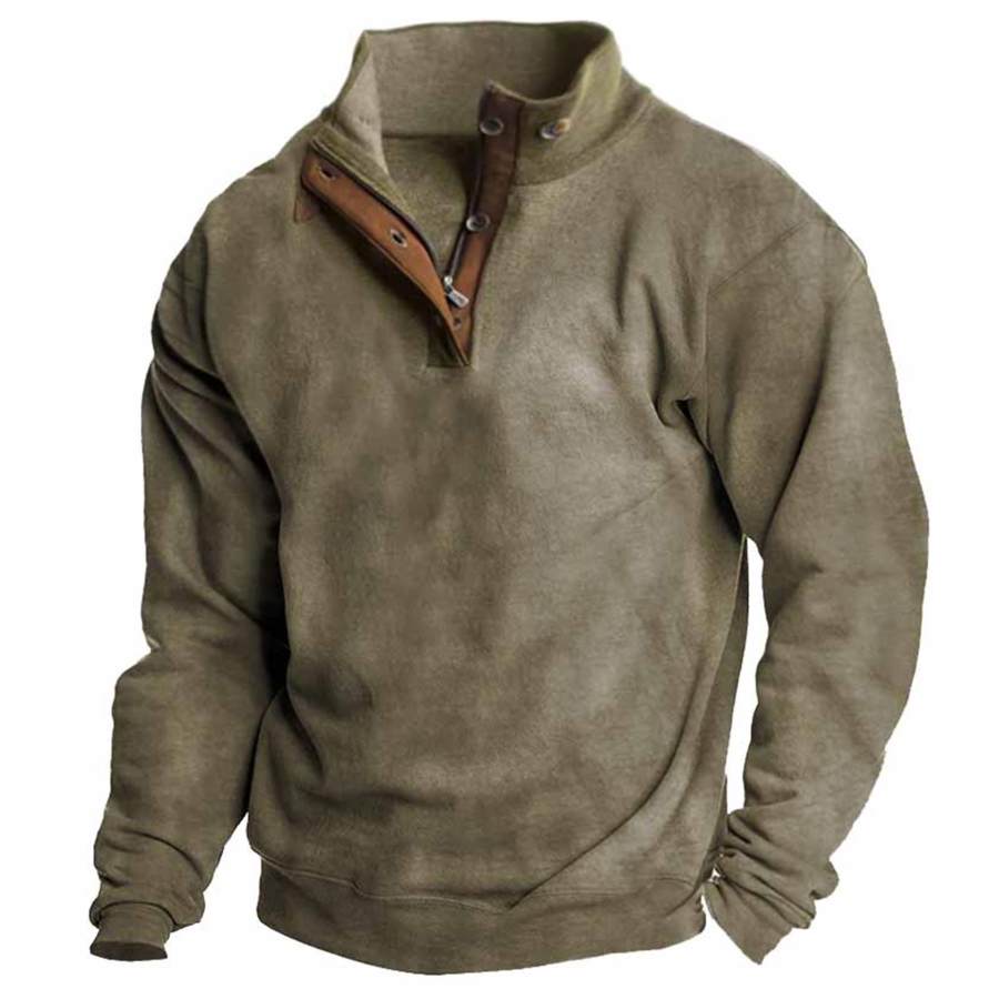 

Men's Outdoor Tactical Stand Collar Zip Button Sweatshirt