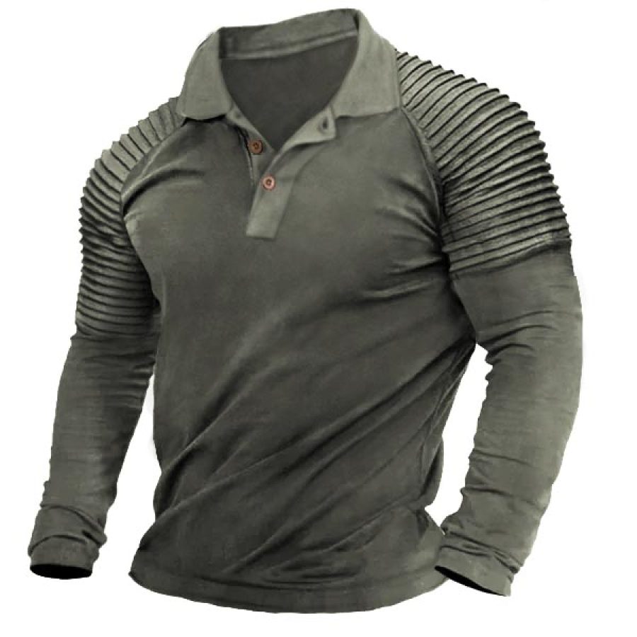 

Men's Outdoor Slim Pleated Tactics Polo Shirt