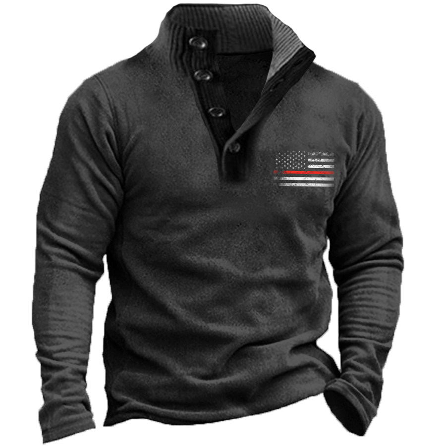 

Men's Vintage Distressed American Flag Long Sleeve Sweatshirt