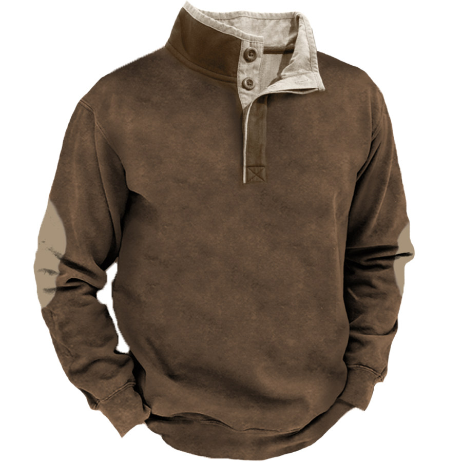 

Men's Vintage Color Block Long Sleeve Sweatshirt