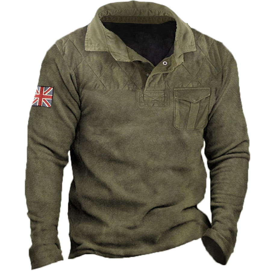 

Men's Vintage Distressed Union Jack Long Sleeve Sweatshirt