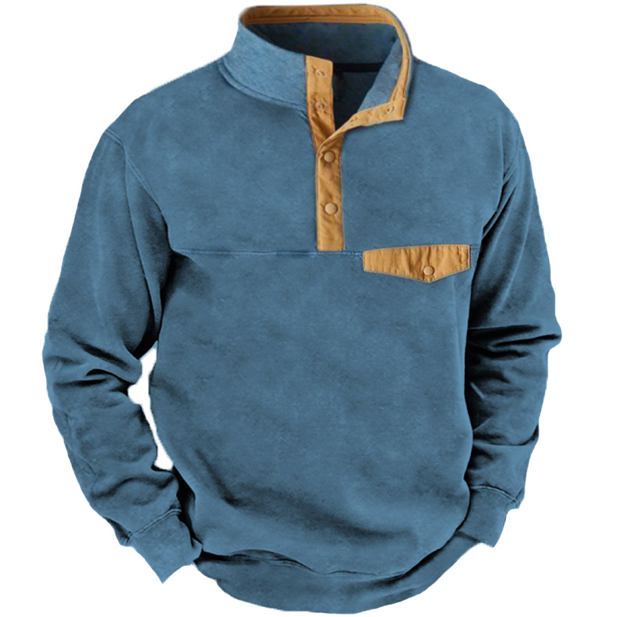 

Men's Vintage Color Block Long Sleeve Sweatshirt