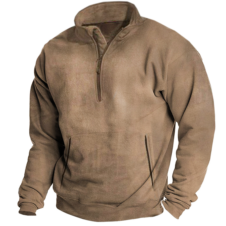 

Men's Outdoor Warm Polar Fleece Zipper Pocket Stand Collar Sweatshirt