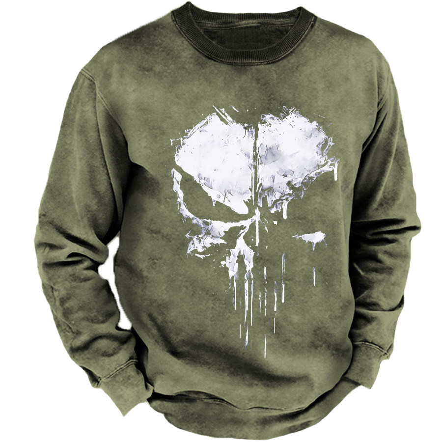 

Men's Retro Casual Round Neck Skull Long Sleeve Sweatshirt