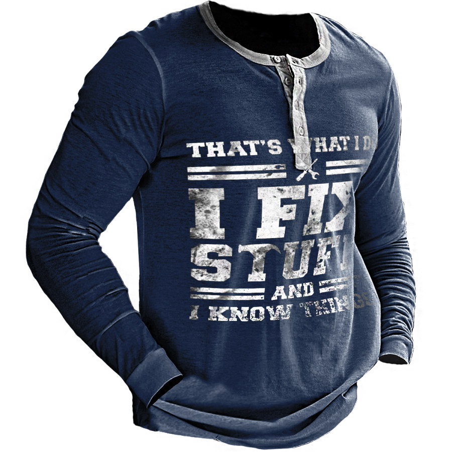 

Men's Retro Round Neck Fix Long Sleeve T-shirt