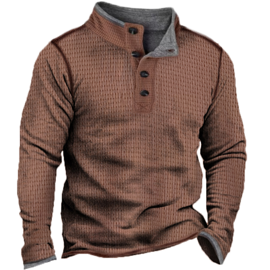 

Men's Vintage Distressed Stand Collar Long Sleeve Sweatshirt
