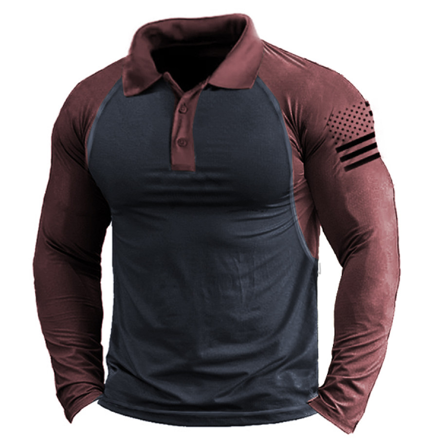 

Men's Outdoor Quick Drying Retro Contrast Color Polo Shirt