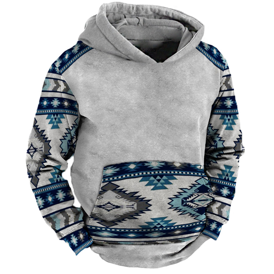 

Men's Vintage Ethnic Long Sleeve Hooded Sweatshirt
