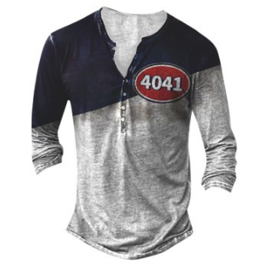

Men's Vintage Color Block Long Sleeve T-Shirt