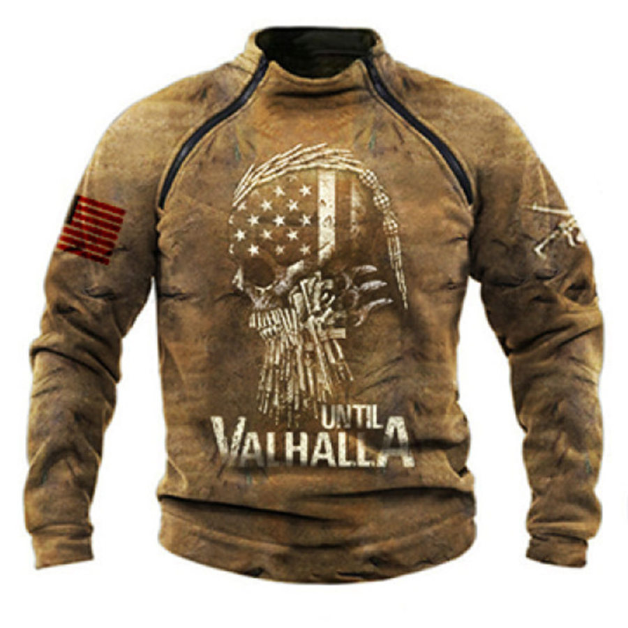 

Men's Vintage Distressed Skull Long Sleeve Sweatshirt