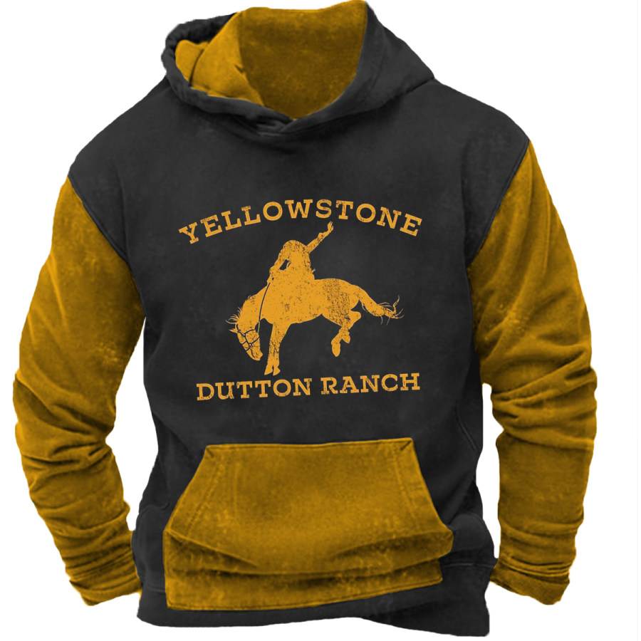 

Men's Vintage Yellowstone Long Sleeve Hooded Sweatshirt