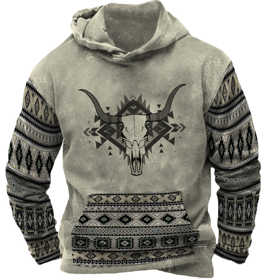 

Men's Vintage Ethnic Pattern Hooded Sweatshirt