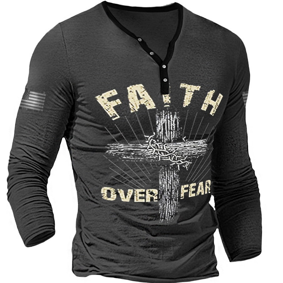 

Men's Vintage Distressed Cross Long Sleeve T-Shirt