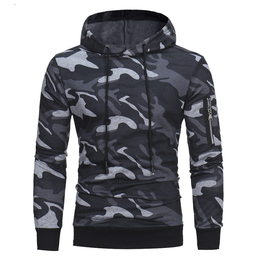 

Men's Vintage Camouflage Hooded Long Sleeve Sweatshirt