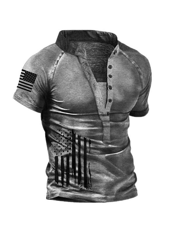 Men's Vintage Distressed American Flag Short Sleeve T-Shirt