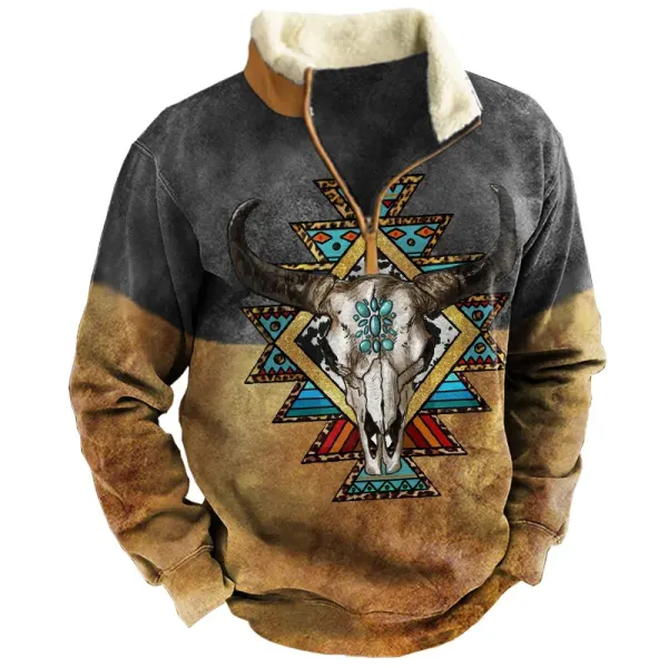 Men's Casual Printed Stand Collar Long Sleeve Sweatshirt - Kalesafe.com 