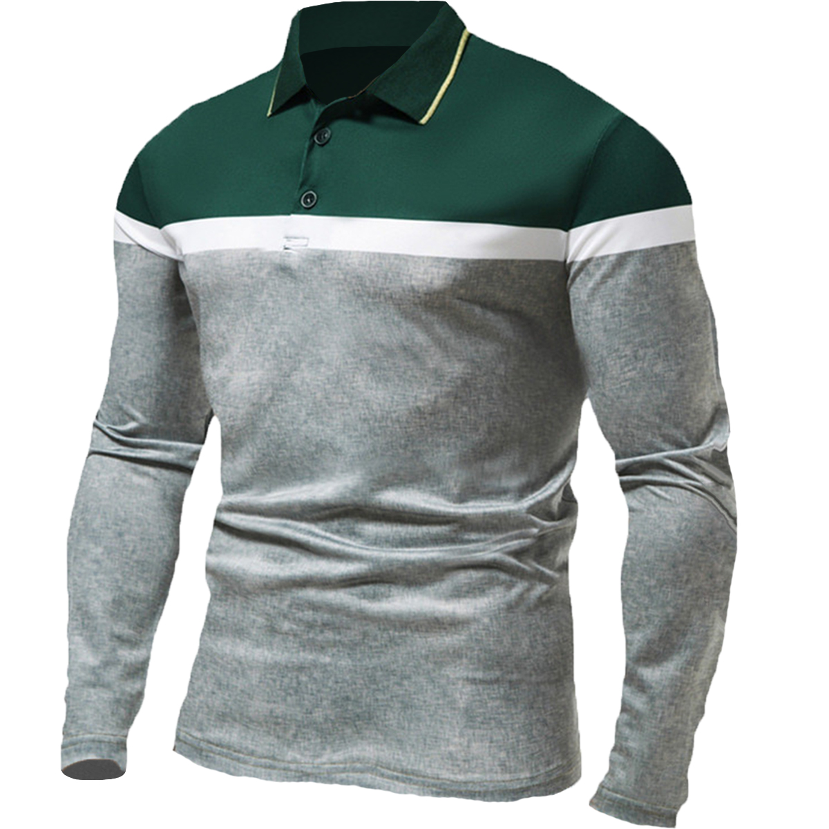 Men's Retro Casual Sports Chic Polo Neck Long Sleeve T-shirt