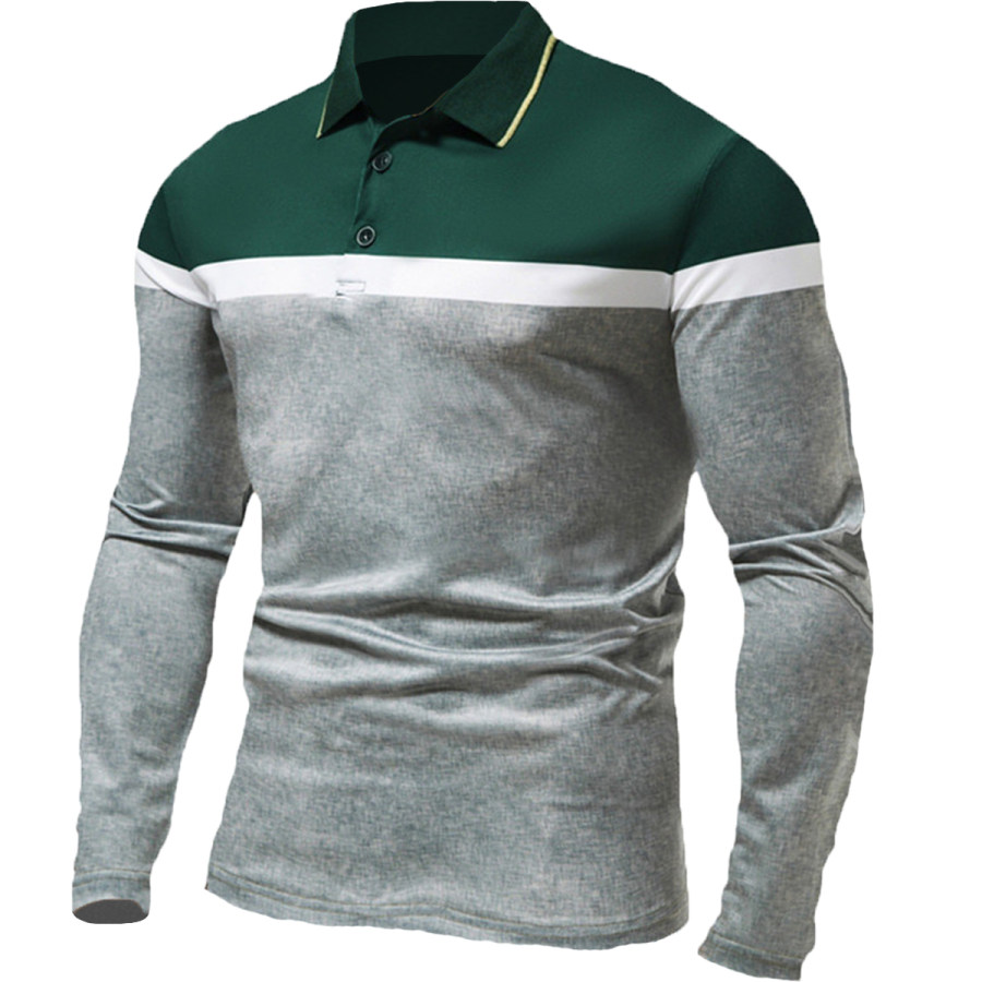 

Men's Retro Casual Sports Polo Neck Long Sleeve T-Shirt