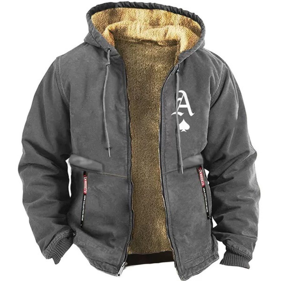 

Aces Winter-Fleece-Hoodie Mit Durchgehendem Reißverschluss Für Herren