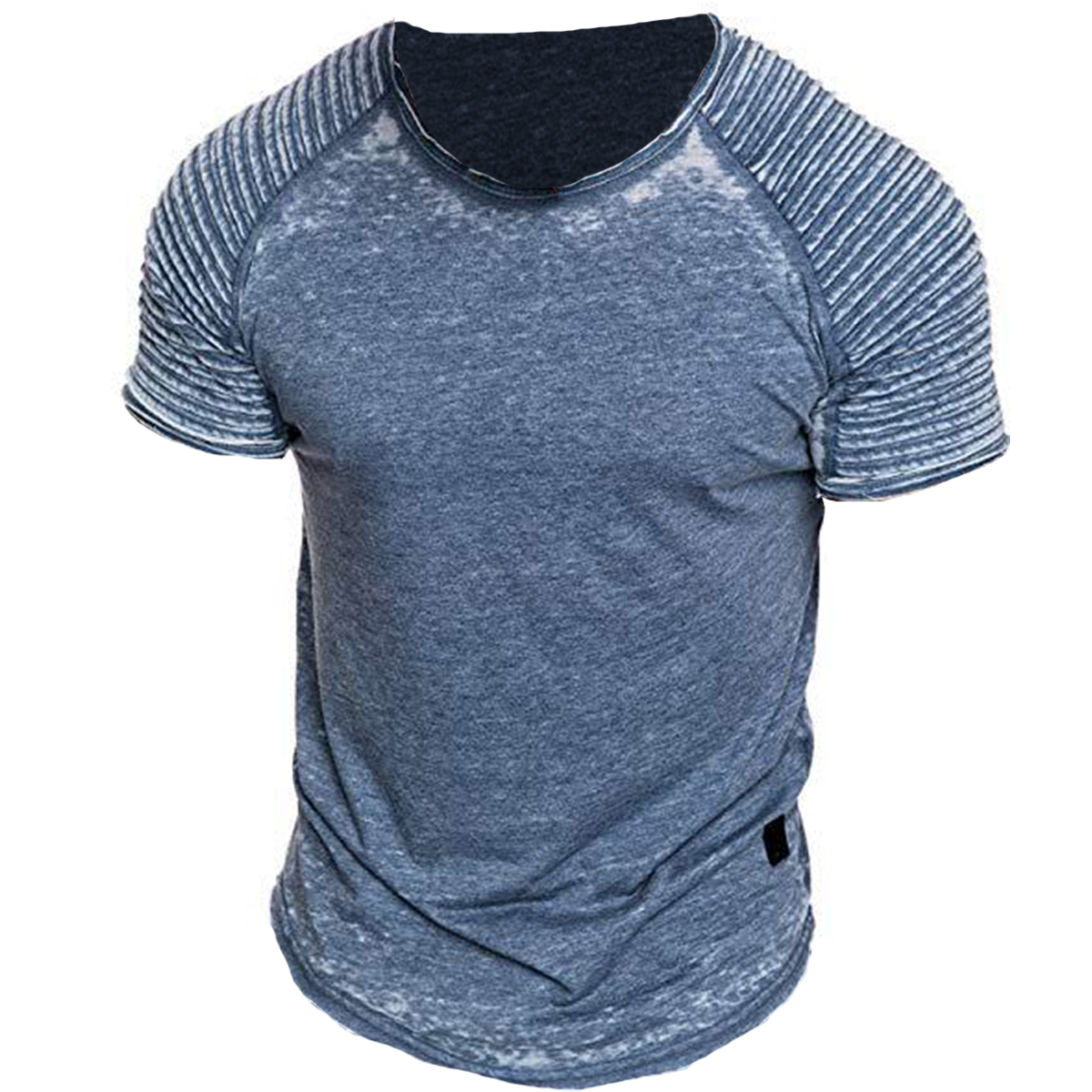 Men's Casual Pleated Round Neck Chic Short Sleeve T-shirt