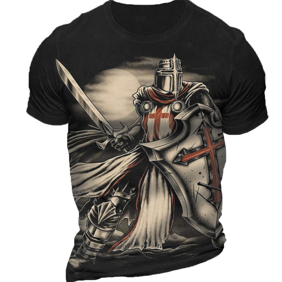 

Men's Vintage Casual Templar Short Sleeve T-Shirt