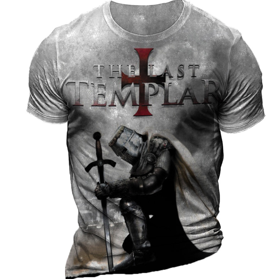 

Camiseta De Manga Corta Templaria Casual Vintage Para Hombre