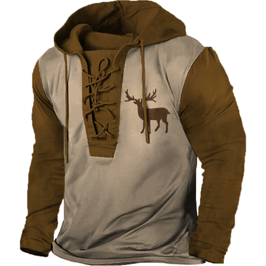 

Men's Vintage Casual Hooded Long Sleeve T-Shirt