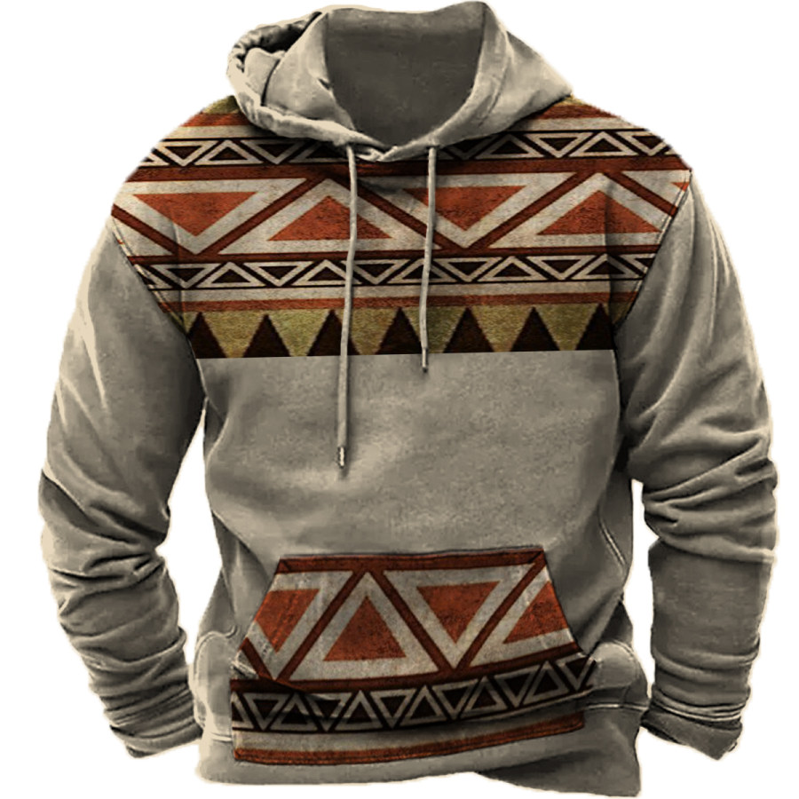 

Men's Vintage Ethnic Hooded Long Sleeve Sweatshirt
