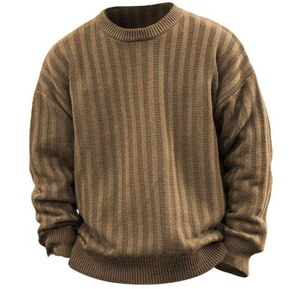 Men's Vintage Striped Crew Neck Chic Knit Sweater