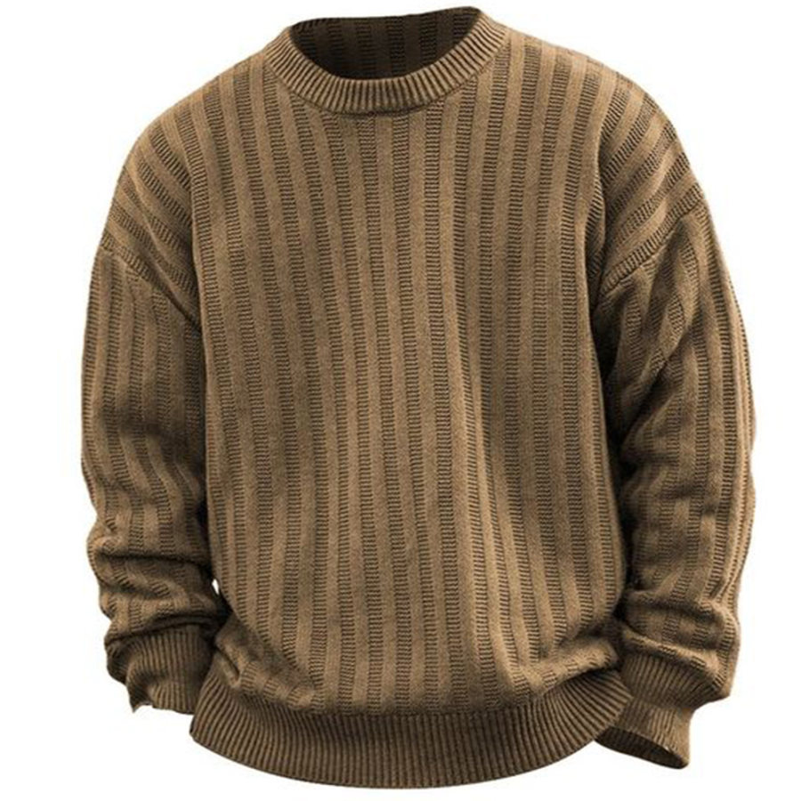 

Men's Vintage Striped Crew Neck Knit Sweater
