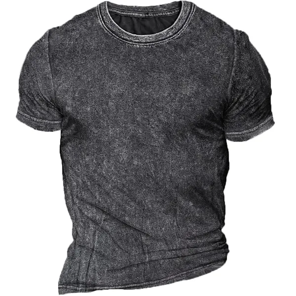 Men's Retro Casual Round Neck Short Sleeve T-Shirt - Kalesafe.com 
