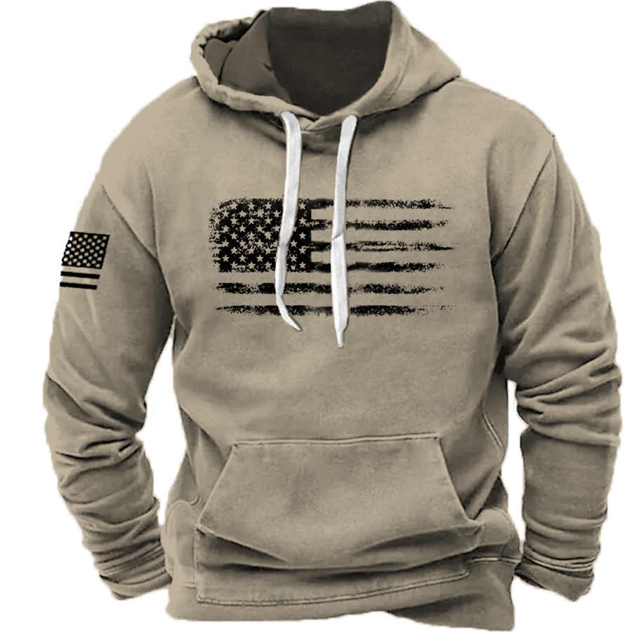 

Men's Vintage American Flag Hooded Long Sleeve Sweatshirt