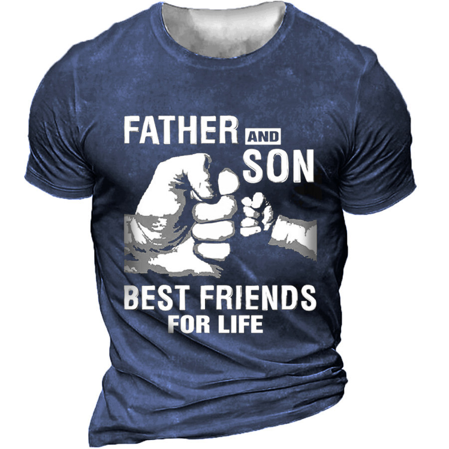 

Men FATHER AND SON BEST FRIENDS FOR LIFE Round Neck Short Sleeve T-Shirt