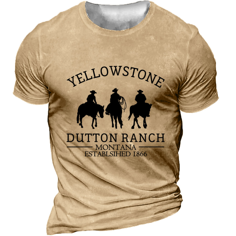 

Men's Vintage Yellowstone Western Denim Crewneck Short Sleeve T-Shirt