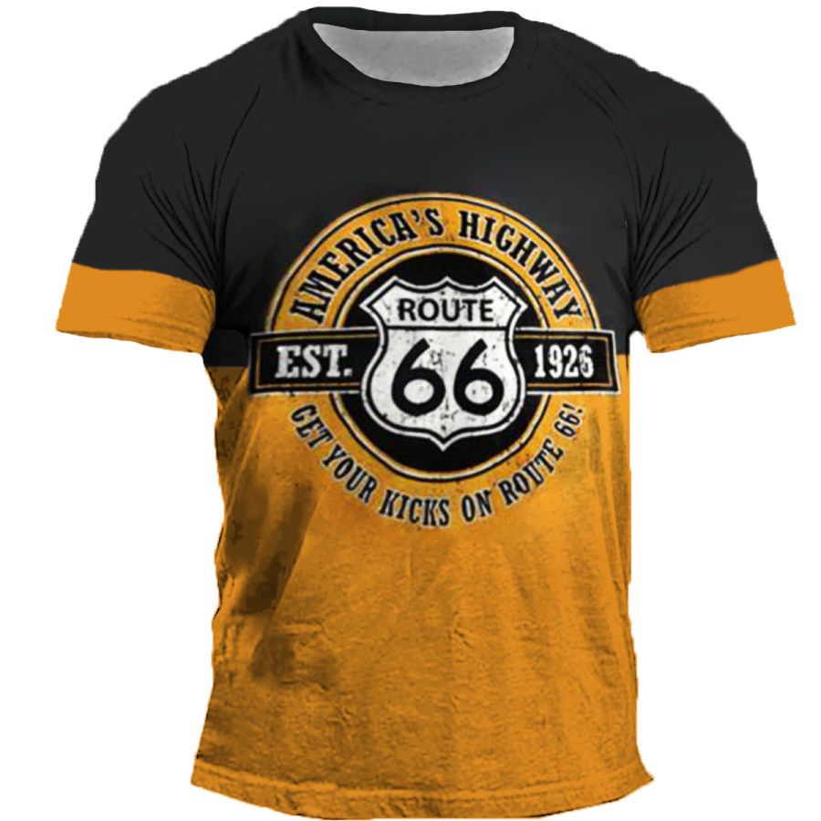 

Men's Vintage Route 66 Round Neck Short Sleeve T-Shirt