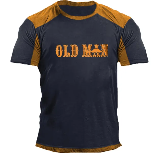 Men's Vintage OLD MAN Short Sleeve Round Neck T-shirt - Nikiluwa.com 
